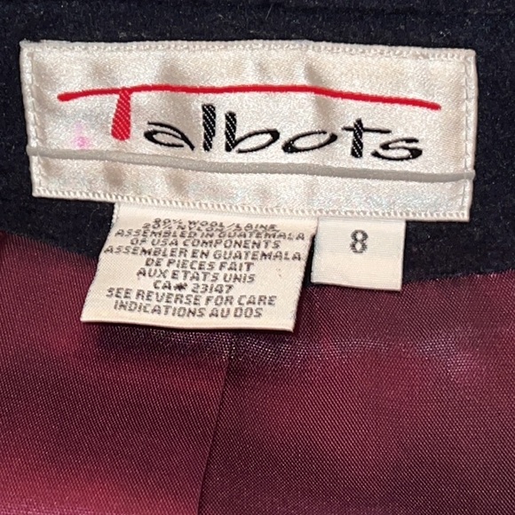 Talbots Vintage Womens Wool Blend NavyBlue Lined Pea Coat Size 8 - Picture 5 of 11
